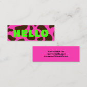 Carte De Visite Mini Jolie BONJOUR Vache Imprimer Brown Lime Vert (Devant / Derrière)