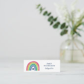 Carte De Visite Mini Jolie Rainbow Pink Navy Green Boho Babysitter (Debout devant)