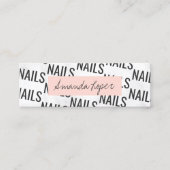 Carte De Visite Mini Jolis ongles roses noirs noirs en marbre blanc (Devant)