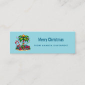 Carte De Visite Mini Joyeux Noël des palmiers de vacances tropicaux (Devant)