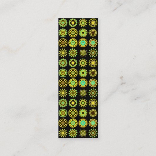 Carte De Visite Mini Kaleidoscopic 110714 - 16 Mandalas - sur Noir (Devant)