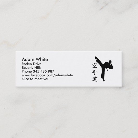 Carte De Visite Mini Karaté Kung Fu (Devant)