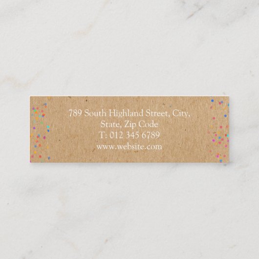Carte De Visite Mini Kraft Confetti (Dos)