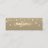 Carte De Visite Mini Kraft Rustique, Confetti Or, Fait main (Devant)