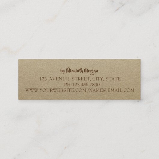 Carte De Visite Mini Kraft Rustique, Confetti Or, Fait main (Dos)