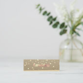 Carte De Visite Mini Kraft rustique, Confettis dorés, Fabriqué à la mai (Debout devant)