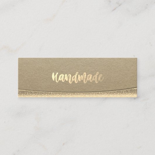 Carte De Visite Mini Kraft Rustique, Or fait main (Devant)