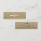 Carte De Visite Mini Kraft Rustique, Or fait main (Devant / Derrière)