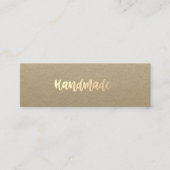 Carte De Visite Mini Kraft Rustique, Or, Simple, Fait main (Devant)