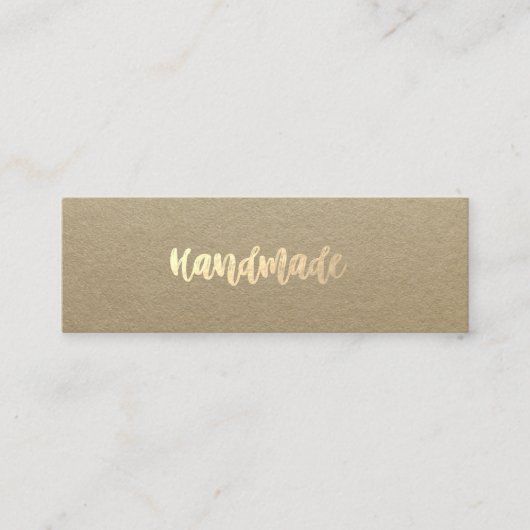 Carte De Visite Mini Kraft Rustique, Or, Simple, Fait main (Devant)