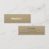Carte De Visite Mini Kraft Rustique, Or, Simple, Fait main (Devant / Derrière)