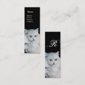 CARTE DE VISITE MINI LA REINE DES CHATS BLANCS MONOGRAMME (Devant / Derrière)