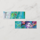Carte De Visite Mini LADY BLUE MASK Venetian Masquerade Turquoise Épern (Devant / Derrière)