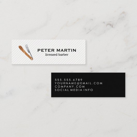 Carte De Visite Mini Lame de barbier (Devant / Derrière)