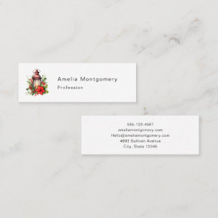 Carte De Visite Mini Lanterne rouge de Noël Poinsettia et pin