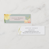 Carte De Visite Mini L'Aqua pâle rougissent aquarelle florale (Devant / Derrière)