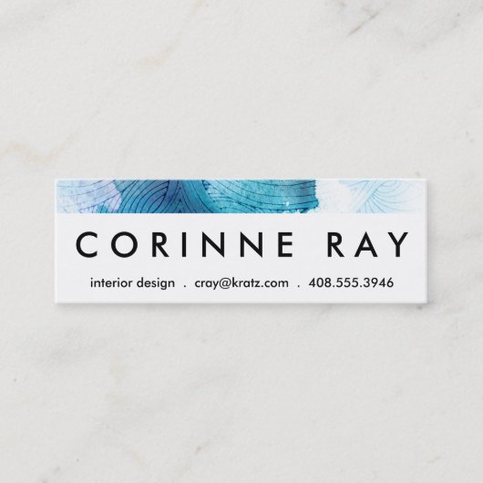 Carte De Visite Mini L'aquarelle ondule le pourpre de bleu d'océan (Devant)