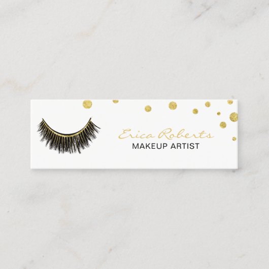 Carte De Visite Mini Lashes maquillage Artiste Chic Gold Confetti (Devant)