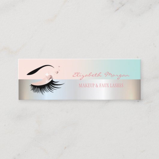 Carte De Visite Mini Lashes professionnels modernes, Argent, Maquillage (Devant)
