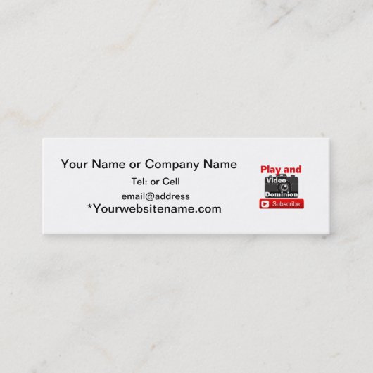Carte De Visite Mini Le dominion visuel YouTube souscrivent et jouent (Devant)