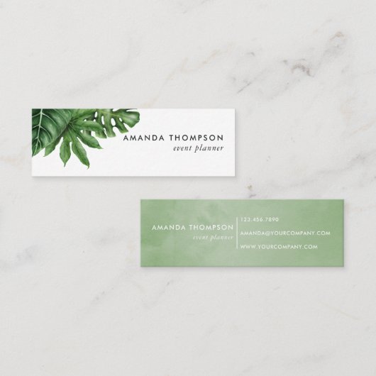 Carte De Visite Mini Le feuillage vert tropical (Devant / Derrière)