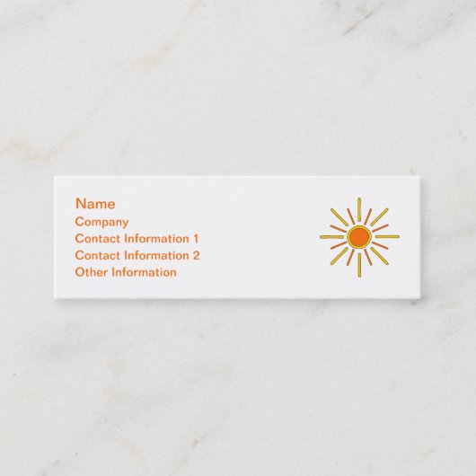 Carte De Visite Mini Le soleil d'été. Jaune et orange (Devant)