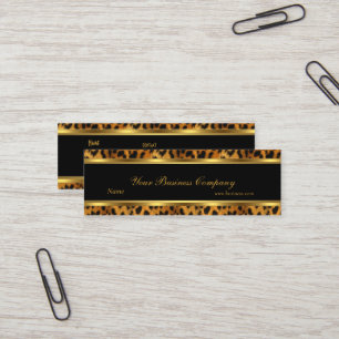 Carte De Visite Mini Léopard Gold Black Stripe élégant Classy Skinny