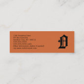 Carte De Visite Mini Lettre gothique "O" Classique Anglais Initiale (Dos)