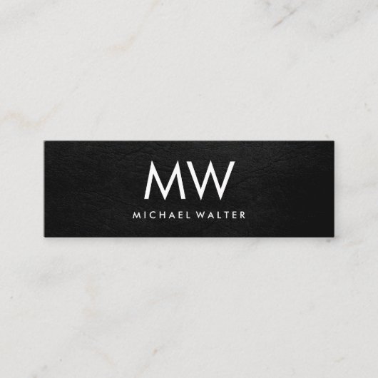 Carte De Visite Mini LETTRE MINIMUM DEUX MONogramme Faux cuir (Devant)