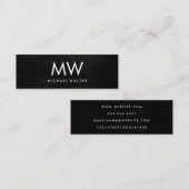 Carte De Visite Mini LETTRE MINIMUM DEUX MONogramme Faux cuir (Devant / Derrière)