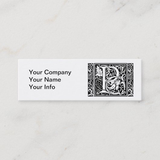 Carte De Visite Mini Lettre P Monogramme médiéval Art Nouveau (Devant)