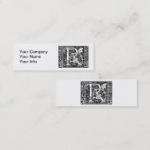 Carte De Visite Mini Lettre R Monogramme médiéval Art Nouveau (Devant / Derrière)