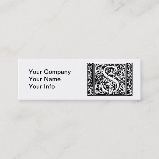 Carte De Visite Mini Lettre S Monogramme médiéval Art Nouveau (Devant)