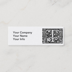 Carte De Visite Mini Lettre T Monogramme Art Nouveau Médiéval