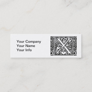 Carte De Visite Mini Lettre X Monogramme Art Nouveau Médiéval