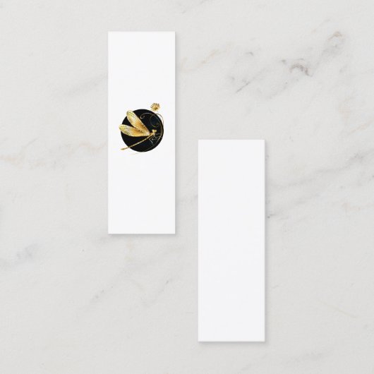 Carte De Visite Mini libellule d'or en cercle noir (Devant / Derrière)