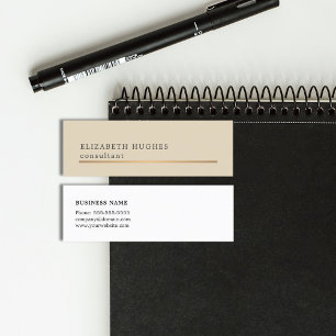 Carte De Visite Mini Ligne beige élégante conseiller d'or de Faux