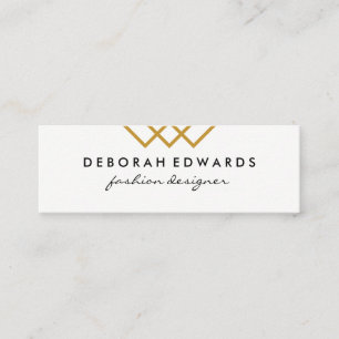 Carte De Visite Mini Lignes d'or géométrique élégantes Noir Blanc