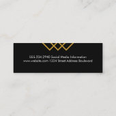 Carte De Visite Mini Lignes d'or géométrique élégantes Noir Blanc (Dos)