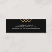 Carte De Visite Mini Lignes d'or géométrique élégantes Noir simple (Dos)