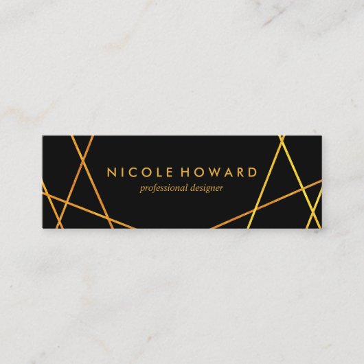 Carte De Visite Mini Lignes Or Exquises Noir Blanc (Devant)