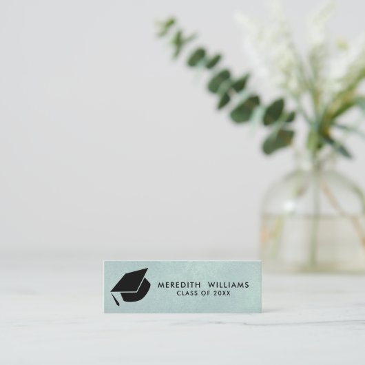 Carte De Visite Mini Linge bleu naturel Casquette Grad Insertion (Debout devant)