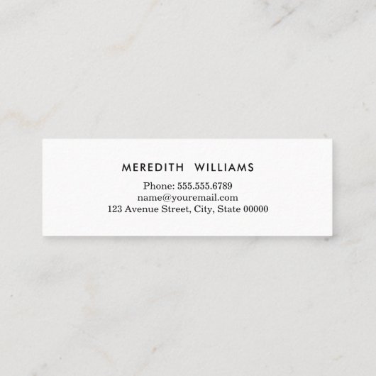 Carte De Visite Mini Linge bleu naturel Casquette Grad Insertion (Dos)