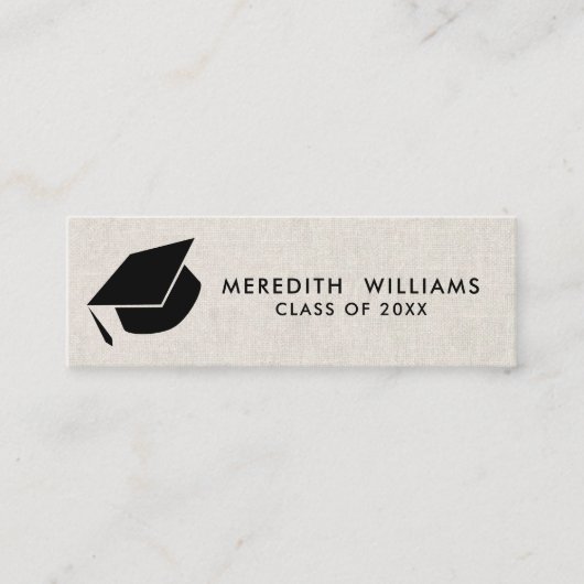 Carte De Visite Mini Linge naturel Casquette Grad Graduation Insertion (Devant)