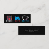 Carte De Visite Mini Livres Cats Signet café (Devant / Derrière)