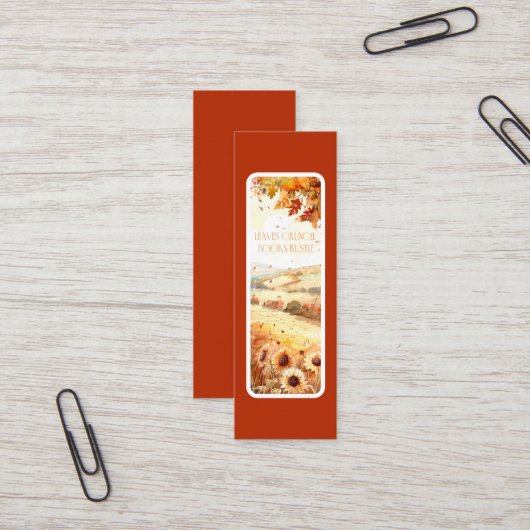 Carte De Visite Mini Livres feuille Crunch Rustle - Signet Card (Devant/Arrière en situation)