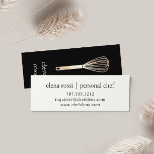 Carte De Visite Mini Logo Black & Gold Whisk Boulangerie de cuisine c