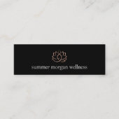 Carte De Visite Mini Logo Black & Rose Gold Lotus Flower (Devant)