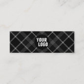 Carte De Visite Mini Logo & Code QR Charcoal Grey Plaid Modern Brandé (Devant)