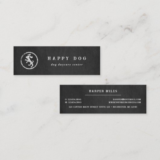 Carte De Visite Mini Logo de chien de danse rustique (Devant / Derrière)